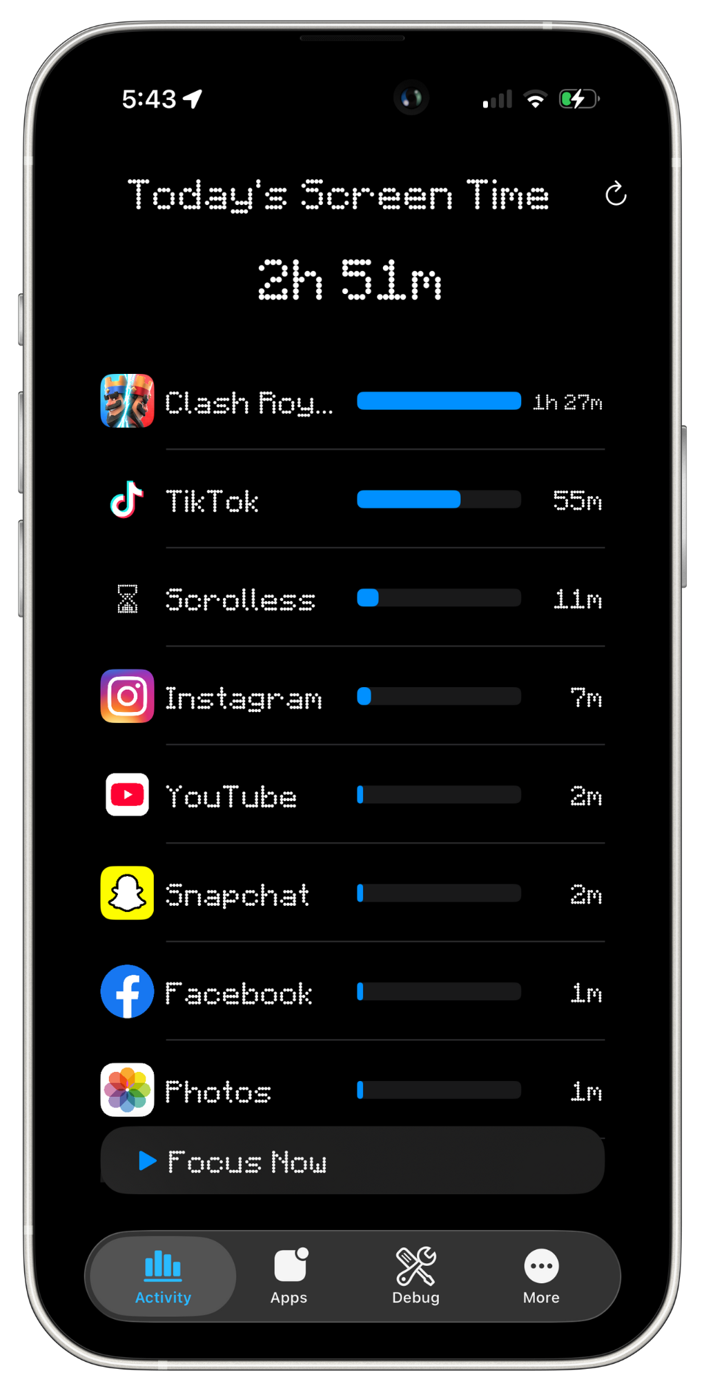 Scrolless app on iPhone
